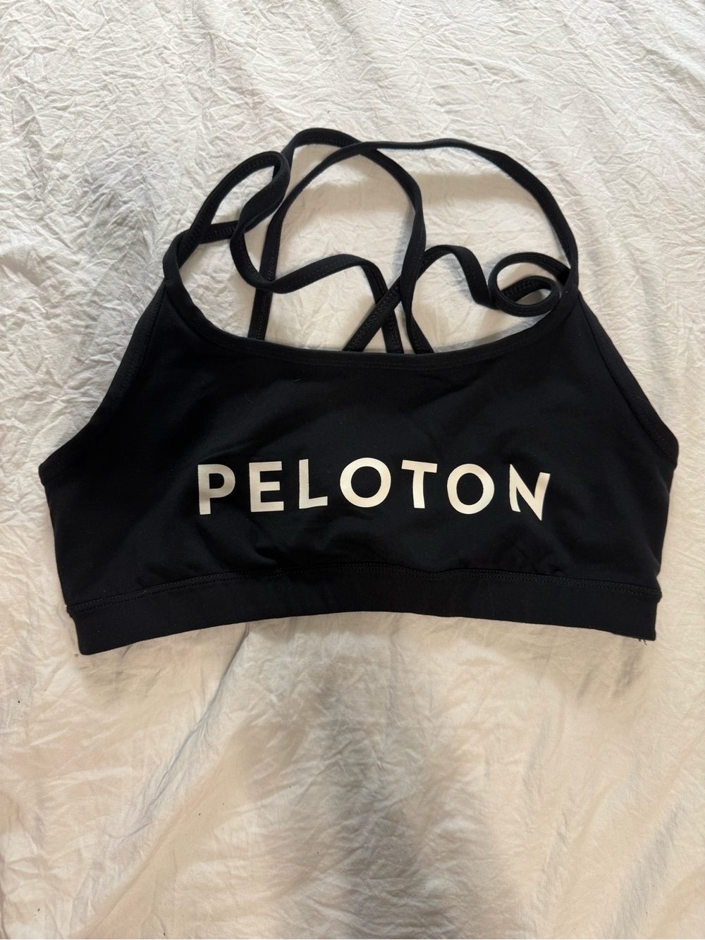 Peloton Black Strappy Logo Sports Bra